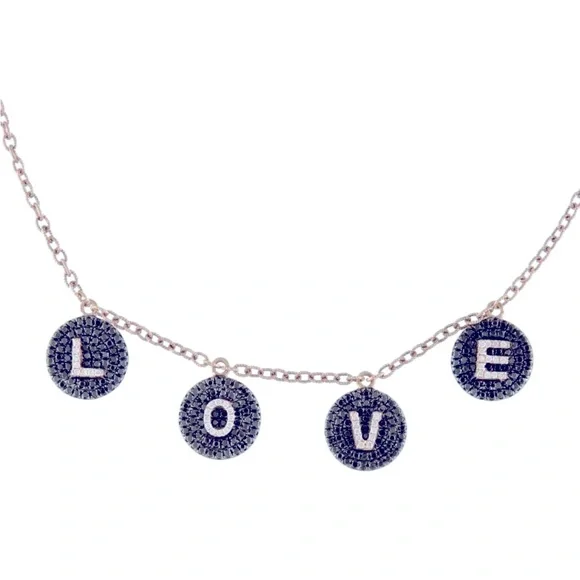 Bettina Javaheri black diamond rose gold love necklace RARE